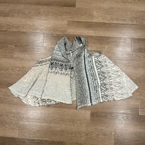 Free People Alpaca Wool Mutli Textured Fair Isle Aztec Cardigan Vest Poncho- M